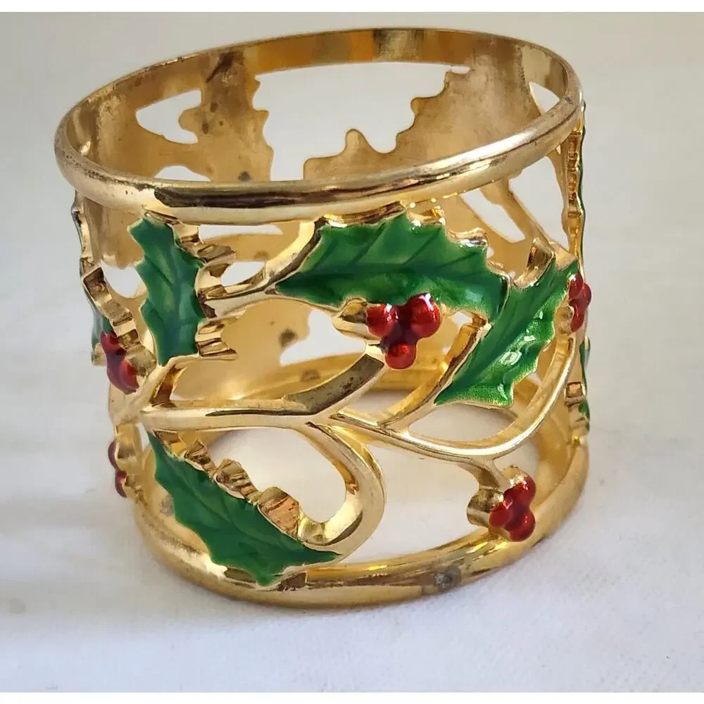 Lenox Holiday Gold Votive Candle Holder Holly Berries Christmas NO Glass Insert